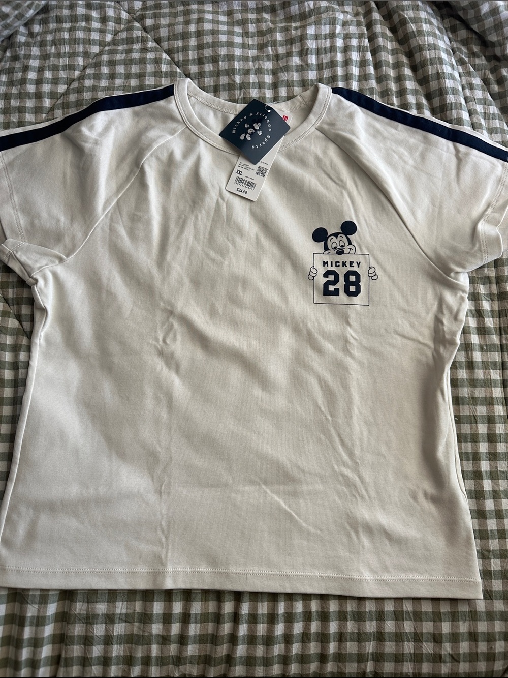 Disney White Tee with Navy Accent and Mickey 28 Graphic